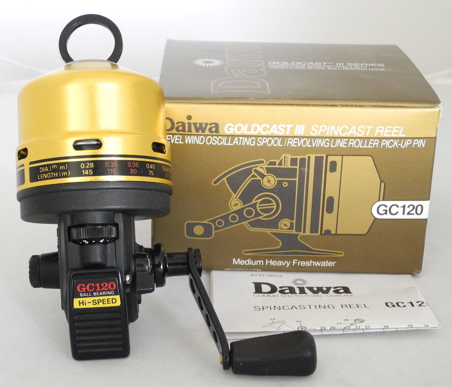 Daiwa GoldCast III 4.1:1 Spincast Left/Right Hand Fishing Reel - GC120 ...